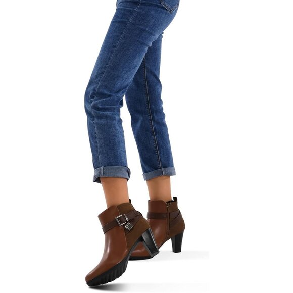 mysoft Ankle Boot Women's Size (5.5-11) Brown Polyurethane (PU) Stacked Heel - Picture 2 of 7